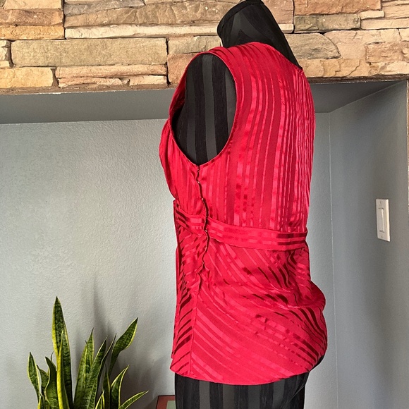 Y2K Babydoll Christmas Party Top Silk Sheer Holiday Event BCBGMaxAzria Red M - Picture 7 of 11